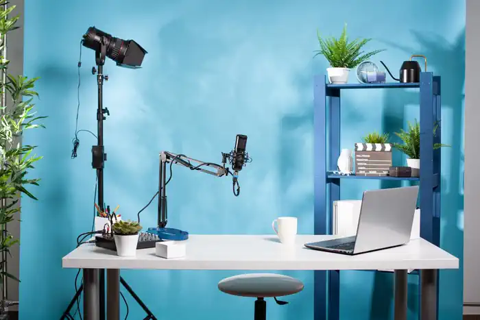 Podcasting Studio with Podcasting Equipment